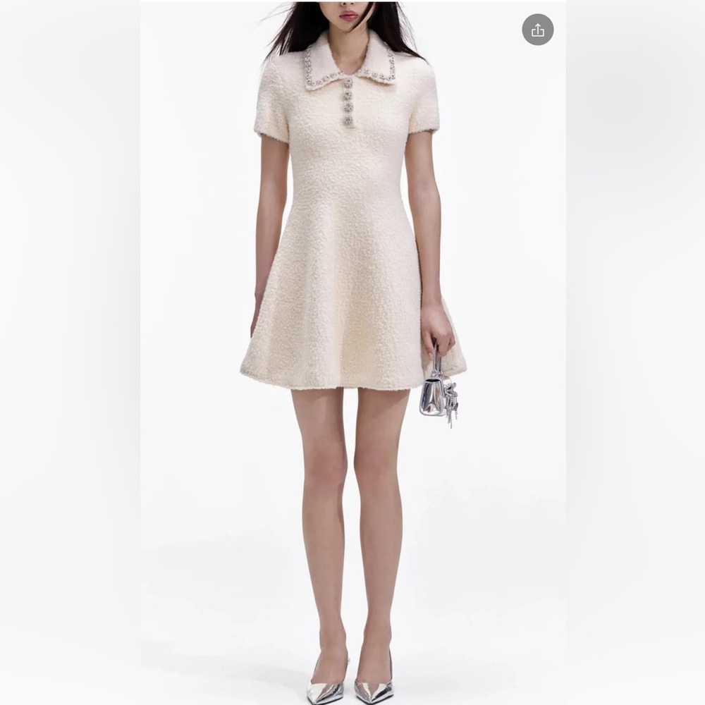Self-Portrait Cream Soft-Knit Mini Dress – NWT, Size S